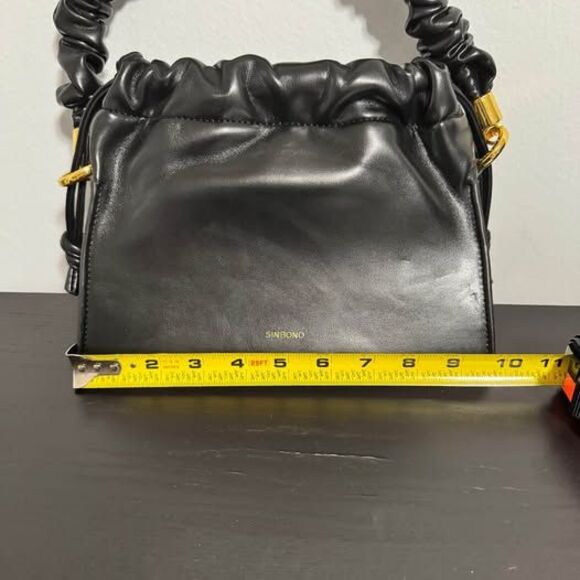 Sinbono Vegan Drawstring Handbag BLACK euc - Picture 4 of 5